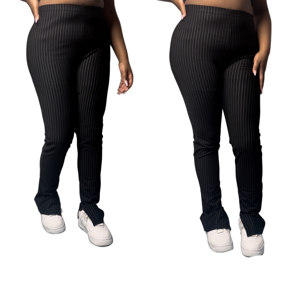 Split hem striped pants
